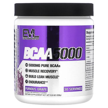 EVLution Nutrition, BCAABCAA5000®，狂暴葡萄味，9.1 盎司（258 克）