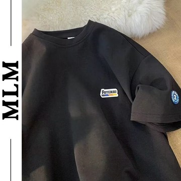 【MLM】短袖T恤男 潮牌 夏季五分袖T恤 ins港風 學院風上衣 五分袖 帶皮標 短袖男上衣