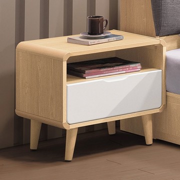 文創集 黛斯雙色1.8尺單抽床頭櫃-55x42x52cm免組