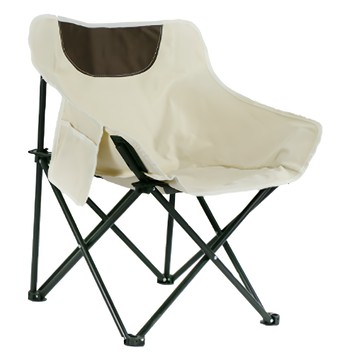 經典戶外露營月亮椅 附收納袋 米白色 輕巧易攜帶 舒適  1個
