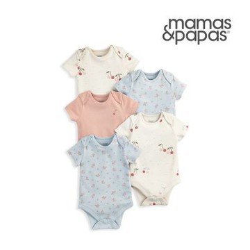 Mamas&Papas 櫻桃與小花-短袖包屁衣5件組