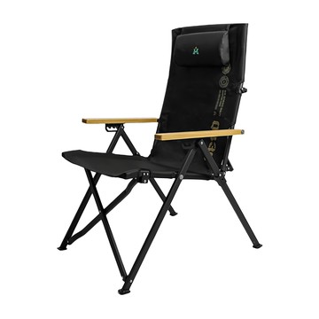 KZM OUTDOOR 個性木手把四段可調折疊椅  黑色  1個