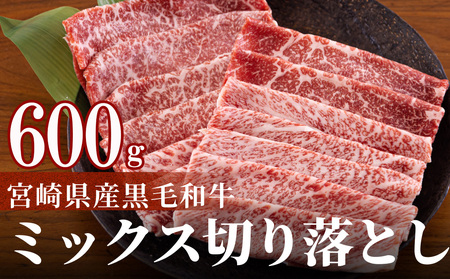 宮崎県産 黒毛和牛 切り落とし 600g (300g×2) 小分け 黒毛和牛 モモ カタ バラ ミックス 冷凍 送料無料 国産 牛 肉 黒毛和牛 切落し 牛丼 肉じゃが しぐれ煮 煮込み 肩 黒毛和牛 普段使い 母の日 父の日 プレゼント ギフト 贈り物 黒毛和牛