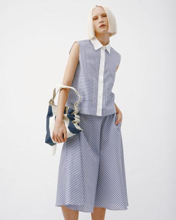 UUIN_藍條A字中長裙