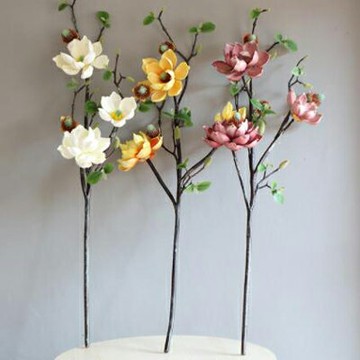 【仿真3頭小玉蘭系列-多款可選-1款/組】單支高模擬古香3D品質婚禮婚慶假花花藝裝飾花-90501