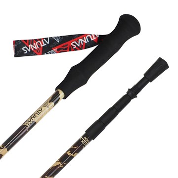 ATUNAS 歐都納 直把鋁合金四節旋轉避震登山杖 A1WSCC03N  F(130/57cm)  火炎山 黑色 + 原木色  1支