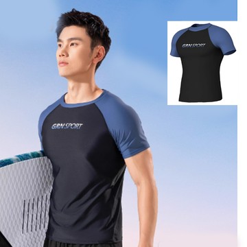 比基尼妮.弗雷男短袖泳衣單件上衣泳裝(L-5L)