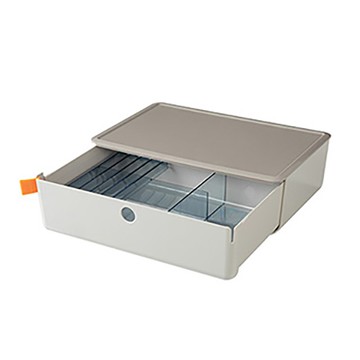 得力Deli XDOMO收納盒分隔抽屜淺灰 317x212x94mm NO.XDM31