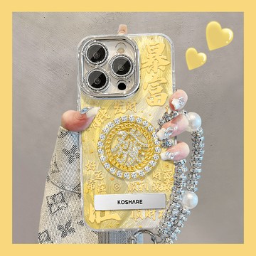 暴富發財轉盤適用蘋果16promax手機殼iphone16 1514 13 12羽紗輕薄手機殼 保護套 防摔殼