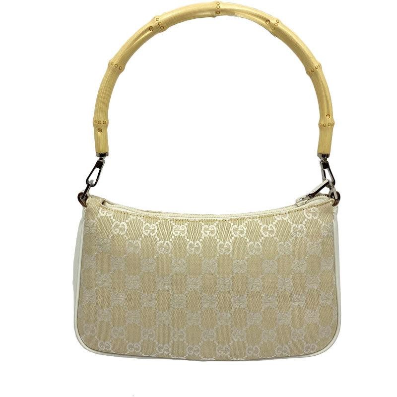 GUCCI グッチ バンブー GGキャンバス ハンドバッグ 白 / ベージュ 