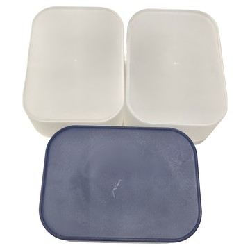 MIKA HOUSE 橘之屋 多用途收納盒 附蓋 15.5x11x7cm 3個  白色 + 藍色  1組