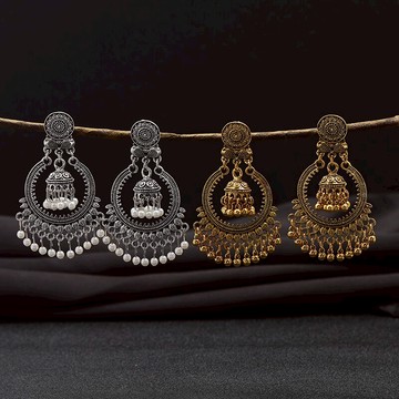 波西米亞夸張大圓個性鳥籠流蘇耳釘女氣質民族風復古耳環長款耳飾