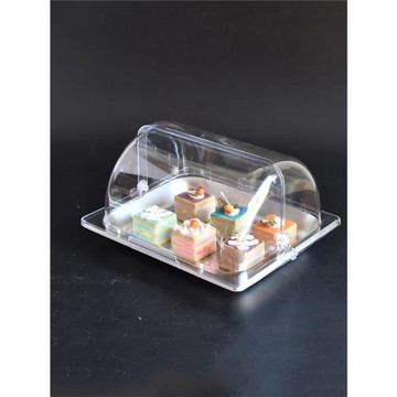 擺攤試吃盒食品面包試吃盒透明有蓋不銹鋼餐盤托盤帶防塵蓋半翻蓋