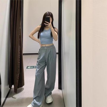 爆款字母彈力休閑褲 a褲子25春季直簡長褲女式休閑褲西褲