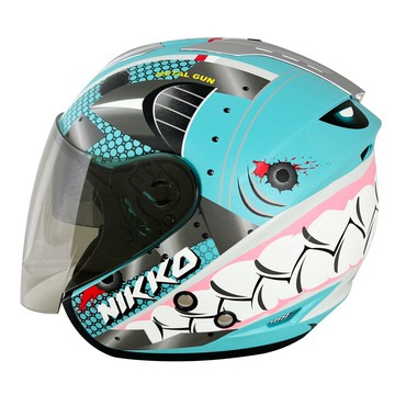 【新品訂購】Nikko N557 鯊魚輕裝甲Ver 湖水青銅 3/4罩安全帽 (內藏墨鏡)