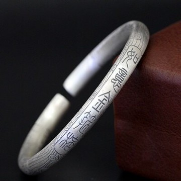 現貨+預購 純銀手環泰銀手鐲-亞光祥雲花紋開口情人節生日禮物男女飾品73na32【獨家進口】【米蘭精品】