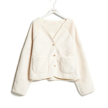 SOMETHING｜女裝｜無領熊寶寶毛絨外套