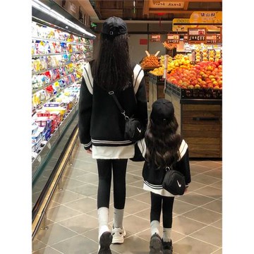 炸街親子裝秋冬母女裝洋氣一家三口四口2025秋冬裝棒球服外套秋裝