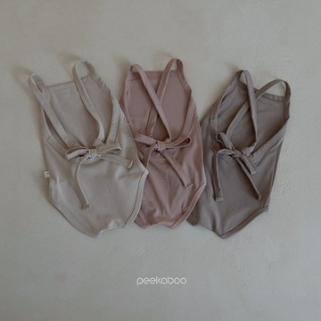 peekaboo 新素色後綁帶寶寶泳衣【現貨+預購】女童泳衣 泳帽 女寶包屁衣 嬰兒泳衣 兒童泳衣 寶寶泳裝 韓國童裝