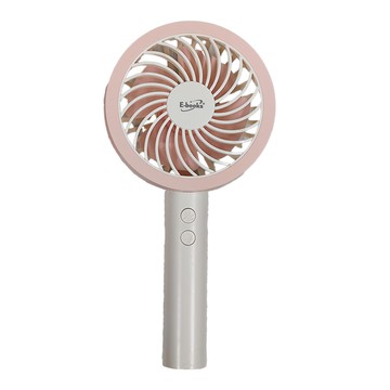 E-books 手持立式兩用LED充電風扇-粉  輕巧便攜  USB充電  浪漫LED燈光  1入