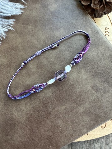BB66 民族風 蠟線編織 紫水晶 貝母 不鏽鋼珠 手環 (可調長度)