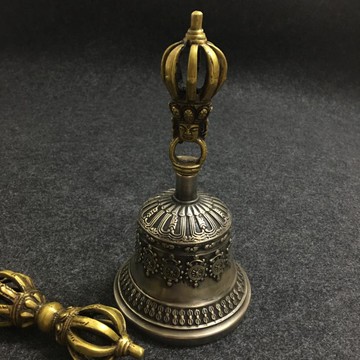 尼泊爾手工純銅九股金剛杵金剛鈴密宗金剛鈴杵法器 音質 超好1入