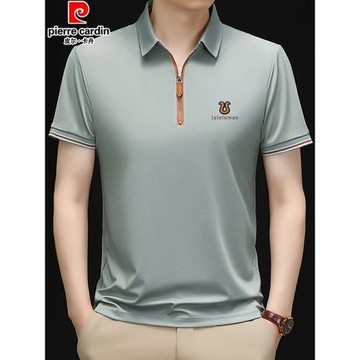 皮爾卡丹冰絲涼感短袖Polo衫男夏季薄款拉鏈翻領休閑百搭半袖t恤