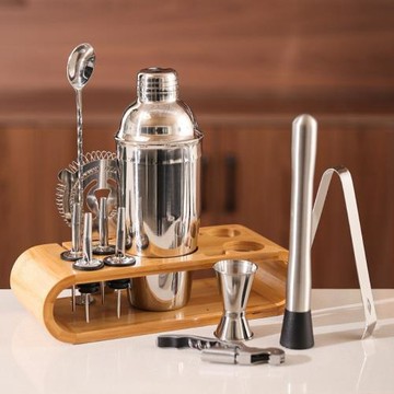 跨境不銹鋼調酒器套裝雞尾酒搖壺調酒工具雪克杯調酒酒吧工具全套
