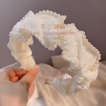 頭飾 法式復古清新氣質發箍 結珍珠布藝頭箍 發卡夾子甜美發飾【不二雜貨】