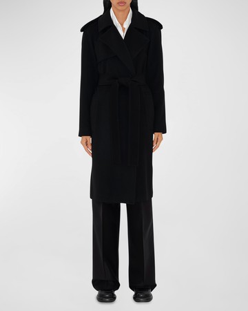 Cashmere Belted Wrap Trench Coat