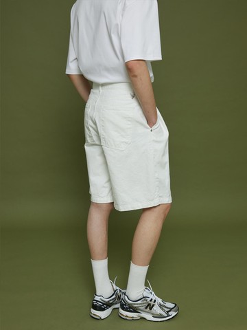 Signature Plank Wide Bermuda Denim Shorts_White