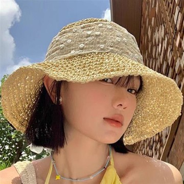【巴黎精品】現貨+預購 渡假草帽高級法式遮陽帽名媛防曬帽禮帽草編帽子-法式遮陽蕾絲織帶女帽子1色a1kl48