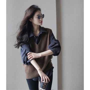 秋冬大碼女裝2025新款胖妹妹顯瘦時尚潮流高級感馬甲襯衫兩件套裝