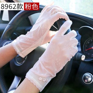 蕾絲防曬手套女士夏季戶外騎行開車出行防滑薄款透氣冰絲觸屏全指