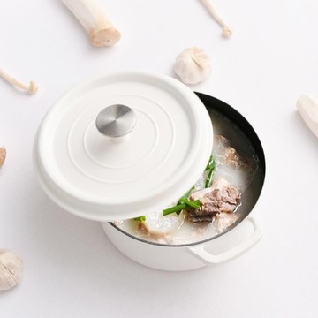 琺瑯鍋 白色鑄鐵琺瑯鍋家用日式燉鍋湯鍋悶燒不粘鍋電磁爐通用品質22