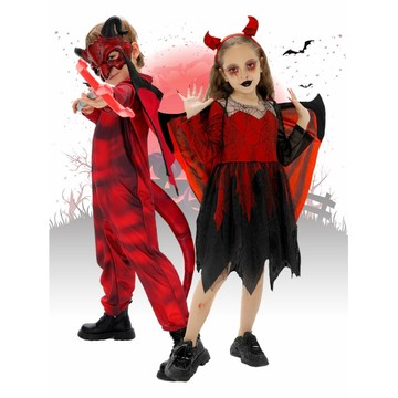 【台灣出貨】【新品】萬聖節表演服兒童噁魔女孩角色扮演服幼兒園舞臺cos演出 tt