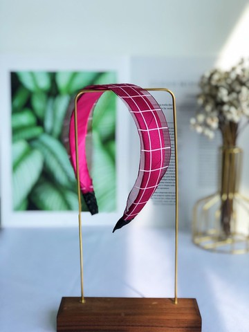 原創玫瑰紫格紋髮箍