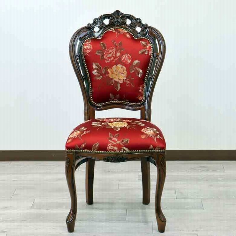 イタリア製 ヴィンテージチェア Italy ダイニングチェア １脚 イタリア製 ダイニングチェア レッドローズ 木製 完成品 猫脚