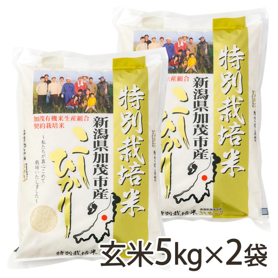 新潟県産コシヒカリ（特別栽培米）玄米10kg 加茂有機米生産組合 送料無料