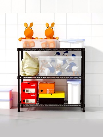 新款臥室金屬置物架落地3層行李箱收納箱儲物間箱子整理貨架架子