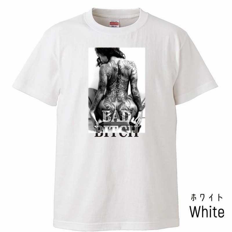新品 BAD BITCH タトゥー ギャングスタガール 中指 Tシャツ ロン