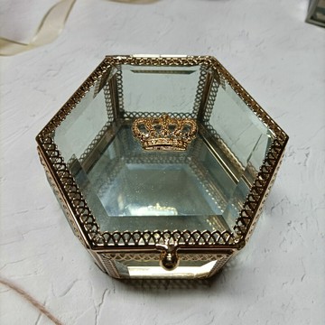 特價清倉歐式外貿尾單皇冠玻璃首飾盒永生花裝飾盒珠寶首飾收納盒