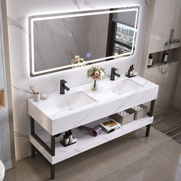 【含稅/免運】 簡約浴室柜雙盆組合公用廁所雙人洗手臺衛生間洗漱臺洗臉盆可