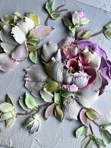 牡丹雕塑畫 3d 花卉牆壁裝飾 3d 花卉藝術