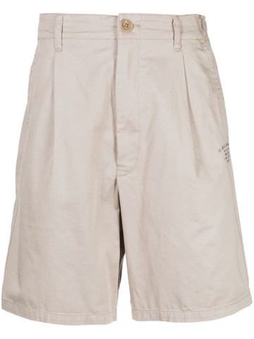 izzue - embroidered logo-detail cotton shorts - men - Cotton - S - Neutrals