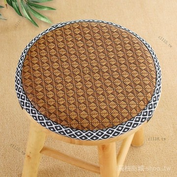 🎇可開發票✨夏季圓形藤席凳子冰絲坐墊椅子海綿學生防滑加厚椅墊透氣藤椅圓凳#免運