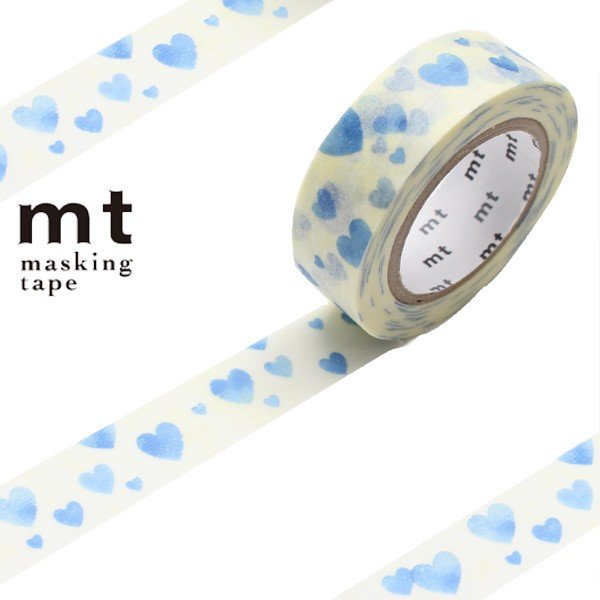 マスキングテープ Mt 1p ハート スタンプブルー 幅15mm カモ井加工紙 マステ 和紙テープ 通販 Lineポイント最大0 5 Get Lineショッピング