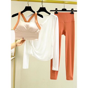 一體式瑜伽服女春秋高級感專業高端時尚V領速干衣運動健身套裝女