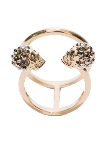 alexander mcqueen twin skull double ring