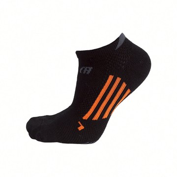 FootSpa加強透氣足弓機能船襪-條紋 - L黑橘